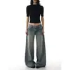 Jeans vintage de pierna ancha talla grande para mujer, nuevo estilo primavera y otoño, para figura de pera, adelgazantes, holgados, con caída, casual, pantalones de largo hasta el suelo