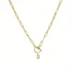 Corrente de Colar com Clasp Ot de 26 Diamantes Brilhantes em Formato de Letra, Venda Quente Transfronteiriça, Colar Simples e Elegante, Dropshipping