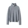 Nova Coleção Outono/Inverno 2026: Suéter de Malha Feminino 100% Caxemira Pura, Gola Alta Meia-Calça, Corte Justo, Camada Base Quente