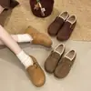 Solado grosso com forro de pelúcia~ Sapatos Birkenstock totalmente fechados para mulheres 2026 Outono/Inverno Novo Estilo~ Mocassins Casuais Moccasins Quentes Sapatos de Algodão