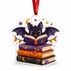 Colgante Acrílico Tema Libro de Magia de Halloween - Momia, Murciélago, Calabaza - Regalo Creativo para Amantes de los Libros