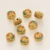 Accesorios de Flor de Cumpleaños Doce Estilo Chino Cuentas de Flor Perforadas DIY Goteo de Color al Óleo Peonía Flor de Durazno Flor de Ciruelo Adornos Colgantes