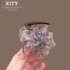 Novo Presilha de Cabelo Flor de Cristal de Alta Qualidade para Mulheres, Estilosa Presilha de Abóbora de Grande Capacidade para Rabo de Cavalo Alto e Cabelo Semi-Preso