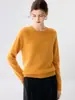 Suéter feminino de cashmere com gola redonda, novo suéter de tricô liso para outono e inverno, estilo solto e casual em cashmere