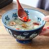 Tigela de sopa de cerâmica Meizhong importada japonesa tigela de arroz tigela de mesa única Tigela de macarrão de pernas altas japonesa tigela de sobremesa pequena tigela