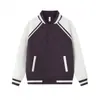 380G Algodón Diamante Texturizado Capa de Aire Estructura de Color Contrastante Cinta Tejida Chaqueta de Béisbol Abrigo Nuevo Otoño/Invierno Casual Versátil