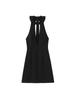 Vestido de Verano 2025 Estilo Europeo y Americano Transfronterizo Moda Nueva Sexy Hueco Decorado con Lazo en la Espalda para Chicas Atrevidas con Cuello Halter