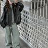Chaqueta de Cuero para Niñas Primavera y Otoño 2025 Estilo Nuevo para Niños Mayores, Abrigo con Cremallera y Cuello Solapa Elegante, Chaqueta de Cuero Negra de Trabajo