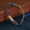Pulsera Tejida a Mano Nudo Flor de Durazno para Mujer, Producto Semi-Terminado con Cuentas, Hebilla de Seguridad, Mo Xiangli, Oro Duro Fino