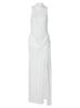 Vestido de Verão Europeu e Americano Transfronteiriço Nova Moda Elegante Sem Mangas Slim Fit Gola Alta Patchwork Longo com Fenda para Mulheres