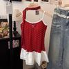 Camisola Larga de Estilo Ballet de Moda con Diseño de Cinta, Bordado de Moño, Top de Puntos y Bordes Fruncidos para Mujer