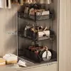 Organizador de almacenamiento de bolsas, estante con paneles divisores, vitrina, estante de múltiples niveles extraíble para ahorrar espacio para armario