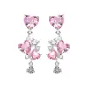 Pendientes de Botón con Forma de Corazón de Circonita y Pedrería Super Brillantes de Moda de Lujo Ligero para Mujer, Individual, Dulce Temperamento, Pendiente Versátil Simple de Gama Alta