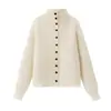 Fabricante transfronterizo de ropa para mujer al por mayor 2026 otoño cárdigan de punto de manga murciélago plana de cuello alto de un solo botón