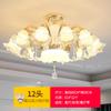 Candelabro de Sala de Estar de Estilo Francés, Lujoso y Elegante, Pantalla de Cerámica Cristal Azul, Orientado Hacia Abajo, Dormitorio, Comedor, Lámparas Simples de Estilo Europeo