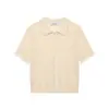 Moda Feminina 2026 Transfronteiriço Gola Polo Estilo Suave Tricô de Renda Manga Curta Cardigan Top