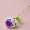 Presente Criativo para o Dia das Mães para a mamãe, rosa de crochê tricotado presente de feriado, decoração de buquê de fio