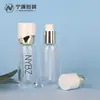 Botella de Vidrio Redonda Recta de 30 ml para Base de Maquillaje Líquida, Protector Solar Aislante, Crema BB, Botella de Loción, Botella de Vidrio con Dispensador para Esencia