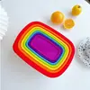 Cajas cuadradas para alimentos de colores para mantener la frescura, juego de 7 piezas de PP de grado alimenticio, exportación, fabricantes, venta al por mayor