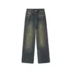 Jeans de pierna ancha, corte holgado, color gris cemento, talla extra para mujer, colección de otoño, diseñados para figuras tipo pera, de cintura alta, efecto adelgazante, pierna recta, pantalones de largo hasta el suelo