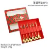 S Regalo de Navidad juego de cucharas de acero inoxidable lindo colgante cuchara de postre cuchara de café tenedor de fruta cuchara caja de regalo