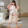 Saco de dormir de algodón para niños, pijama de una pieza de manga corta para niñas, verano fino, dibujos animados, ropa de aire acondicionado para niñas, camisón a prueba de patadas