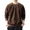 Moletom Americano de Gola Careca High-End Italiano para Homens, Novo Modelo de Outono com Patchwork Texturizado de Alta Resistência, Camiseta Solta de Manga Longa