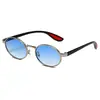 Óculos de Sol de Metal Oval com Armação Nova, Estilo Europeu e Americano para Homens, Óculos de Sol Retrô Transfronteiriços para Mulheres, Tendência de Óculos de Alto Padrão