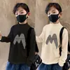 Y2415 # Camiseta Térmica Base para Meninos Outono e Inverno Nova Camiseta para Bebês e Crianças Maiores Gola Semi-Alta Top Interno Tendência