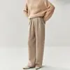 Pantalones de Cachemir de Pierna Ancha para Mujer en Otoño e Invierno Engrosados de Cintura Alta Rectos Casuales Perezosos Relajados Suaves de Cachemir Cera Suave Pantalones Plisados