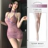 Xianyi Lingerie Erótica Novo Estilo Chinês Transparente Botão Roxo Cheongsam Sedutor Sexy Roupa de Dormir Sem Remoção para Cama 938