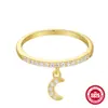 Moda europea y americana s925 plata de ley simple liso círculo fino amor cruz estrella luna gota de agua colgante anillo de compromiso