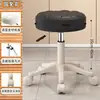 Taburete de Salón de Belleza con Ruedas, Giratorio y de Altura Ajustable, Taburete Redondo para Maquillaje y Vestir, Peluquería, Salón de Uñas, Taburete de Barbería, Silla de Trabajo Grande