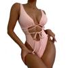 Traje de baño Nuevo Estilo Europeo y Americano 2026, de una Pieza con Atar Sexy Calado Bikini, en Stock, Alta Elasticidad, Duradero