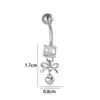 Piercing de Umbigo Henson em Aço Inoxidável com Zircônia Inlaid de Cobre, com Pingente de Borboleta e Franja, Piercing de Umbigo Estilo Europeu e Americano Transfronteiriço