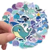 50 Pegatinas Lindas de Ballena de Dibujos Animados, Decorativas Personalizadas para Equipaje Cuaderno, Pegatinas Impermeables Desmontables Sin Repetir