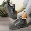 2025 Nuevo Estilo de Invierno Terciopelo Engrosado Cálido con Cordones Cuña Tacón Grueso Suela Gruesa Moda Botas de Algodón Botas de Nieve Botas para Mujer