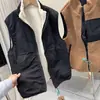 Chaleco de Polar con Cuello Alto, Patchwork de Bolsillo de Bloques de Color Reversible, Otoño e Invierno, para Parejas