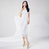 Vestido Feminino Estilo Fada Verão Feminino Malha Delicada Dupla Camada Respirável Branco Simples Moda Saia Plissada de Comprimento Médio