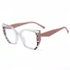 Novos Óculos Fashion Anti-luz Azul TR90 Femininos Europeus e Americanos Contraste de Cores Armação Retangular Lentes Planas Óculos de Armação Grande Ins