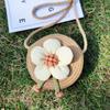 Bolso Pequeño de Paja Tejido a Mano, Bolso Desnudo, Bolso de Paja Floral para Niños, Bolso Cruzado, Bolso Nube, Moderno y Versátil