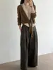 Suéter de Punto para Mujer Beishan Tongshu, Falso Dos Piezas, Cuello Halter, Otoño, Cintura de Corbata, Estilo Perezoso Adelgazante, Manga Larga P108