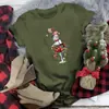 Camisetas Casuais Divertidas Femininas Gola Redonda Camiseta de Natal Gola Redonda