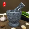 Prensa de ajo de mármol natural, mortero de piedra para uso doméstico, machacador de ajo, picador de ajo, prensa de ajo, recipiente para triturar, mortero de ajo