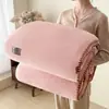 Manta de Inverno Imitação de Caxemira, Cor Sólida Veludo Coral Flanela Manta de Ar Condicionado, Manta para Intervalo de Almoço no Escritório, Manta para Dormitório