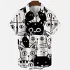 2024 Exportação Verão Novo Estilo Impressão Digital Popular 3D Simples e Fofo Pequeno Animal Camisa Casual Solta Masculina