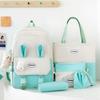 Suministro transfronterizo, linda mochila escolar de gran capacidad, mochila de ocio para estudiantes de primaria y secundaria, mochila de cinco piezas para niñas conejitas