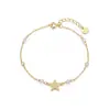 Pulsera de plata de ley S925 con estrella y trébol de cuatro hojas de circonita para mujer, diseño de nicho de moda europea y americana, joyería versátil, venta al por mayor transfronteriza