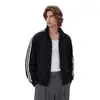 Cárdigan deportivo retro americano de tres rayas para hombre, otoño e invierno, una prenda exterior moderna y elegante con cuello alto, perfecta para hombres jóvenes y estudiantes