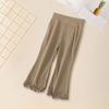Pantalones casuales de verano para niñas, estilo occidental, personalizados, modernos y antimoda, estilo coreano, color sólido, acampanados con mosquitera y borde de madera.
